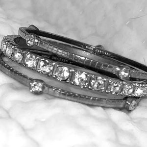 RJ Graziano Silver Bangle Bracelets w/ Crystals. 7 1/2 " to 8"
